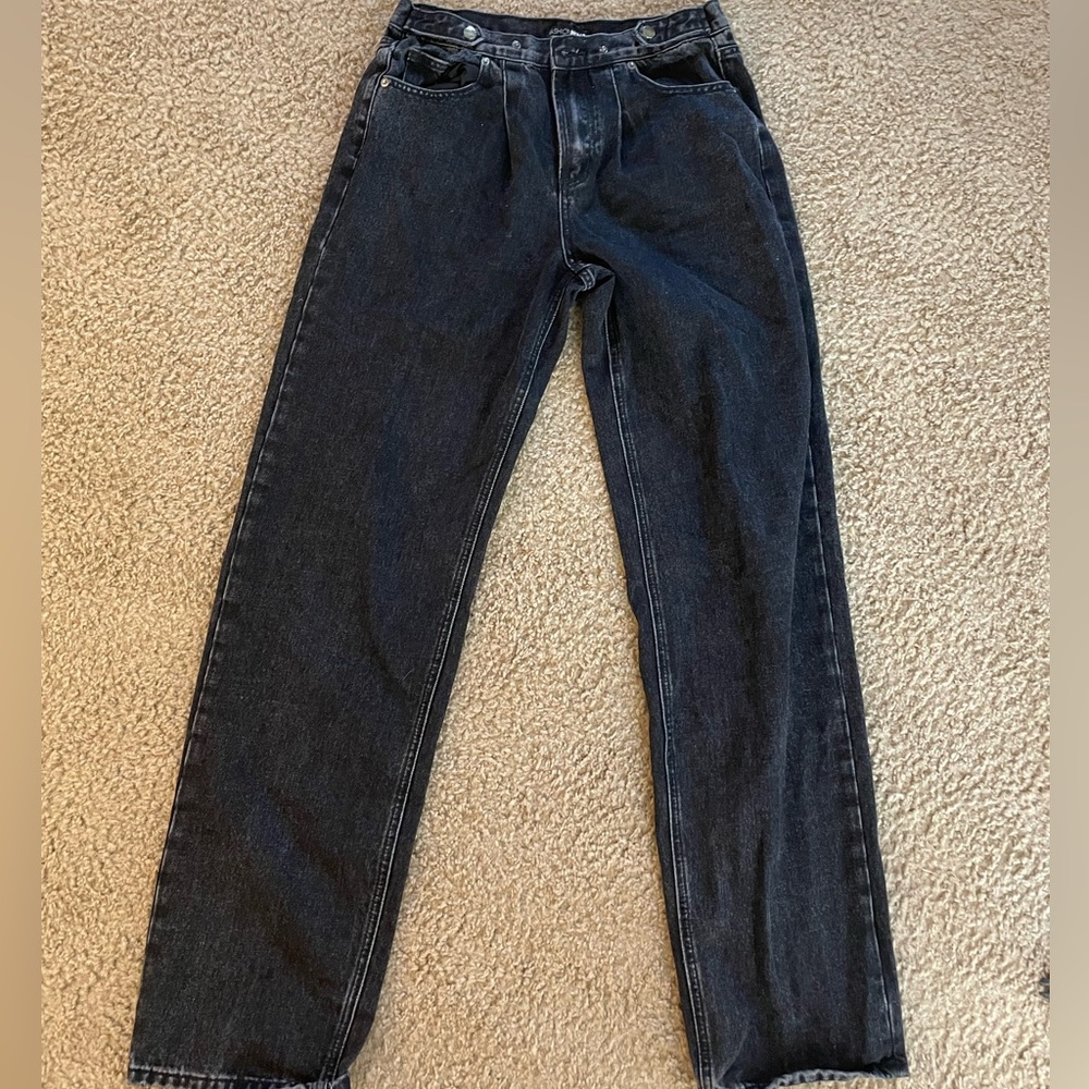 Fashion Nova Wide Leg Black Denim Jeans Adjustable Waist Size 3